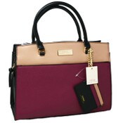 Wholesale - 2-TONE WINE/TAN LARGE PEBBLE SATCHEL, UPC: 4890808248737